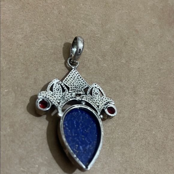 Sterling Silver Lapiz Lazuli and Coral Pendant, Gemstone and Sterling Silver! - Picture 13 of 13